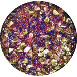 Perlute caviar CAV042 Red Blue Gold metalic cu strasuri si decor metal